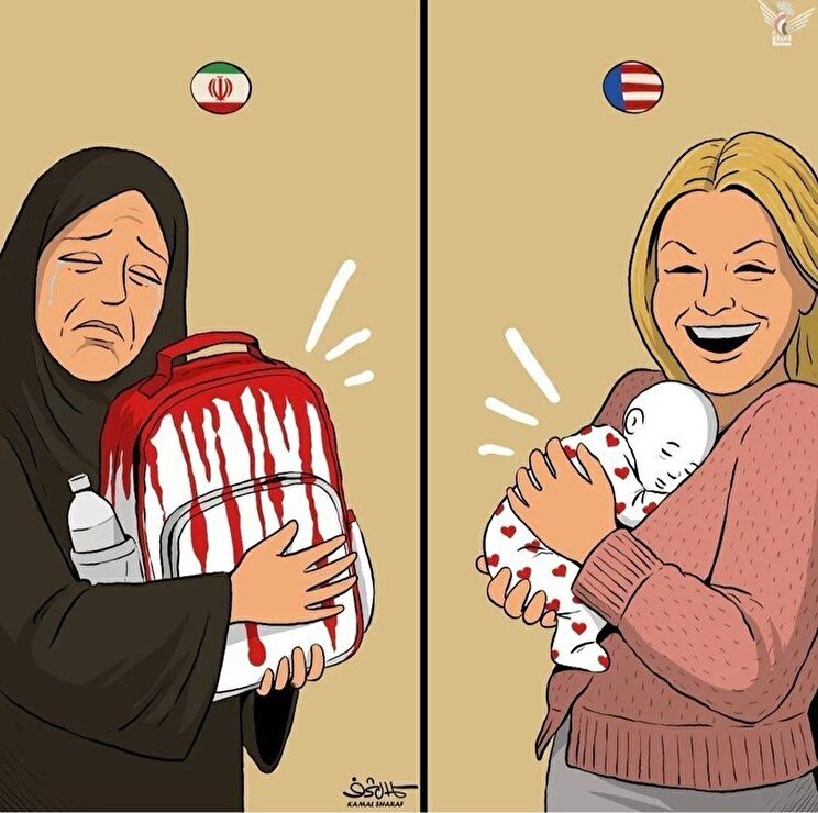 رسام الكاريكاتير اليمني كمال شرف يعلّق برسمة على ولادة طفلة المتحدثة باسم البيت الأبيض
