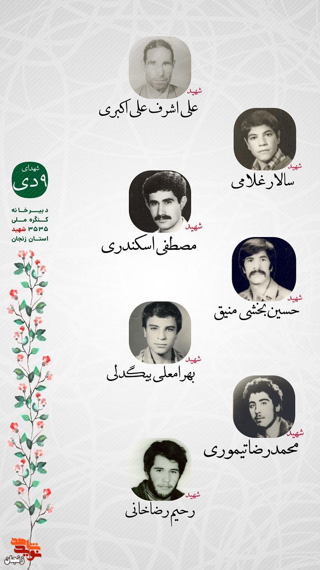 پوستر/ یاد و خاطر شهدای نهم دی ماه استان زنجان گرامی باد